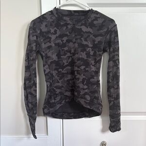 Lululemon Athletica Gray Black Fitted Long Sleeve Hoodie